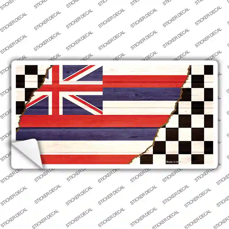 Hawaii Racing Flag Novelty Sticker Decal