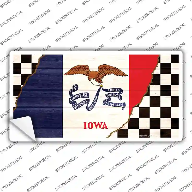 Iowa Racing Flag Novelty Sticker Decal