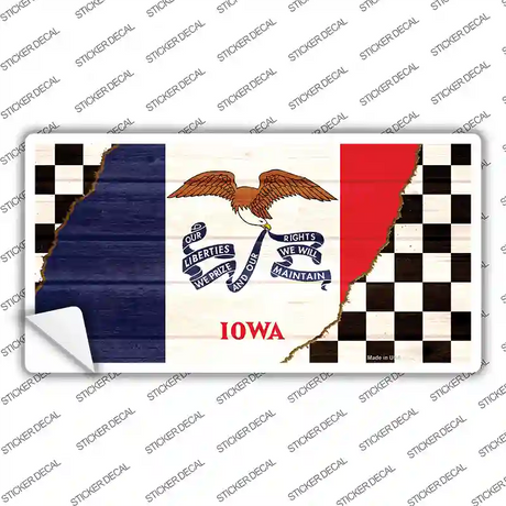 Iowa Racing Flag Novelty Sticker Decal