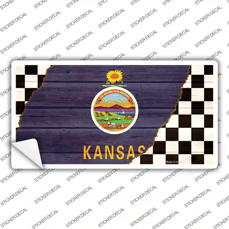 Kansas Racing Flag Novelty Sticker Decal