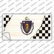 Massachusetts Racing Flag Novelty Sticker Decal