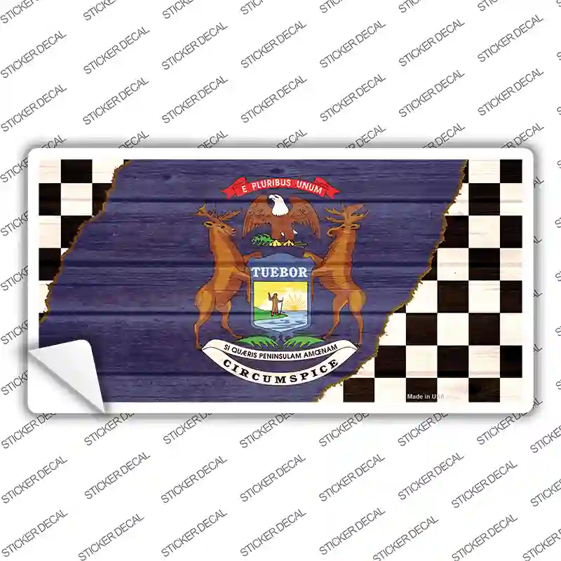 Michigan Racing Flag Novelty Sticker Decal