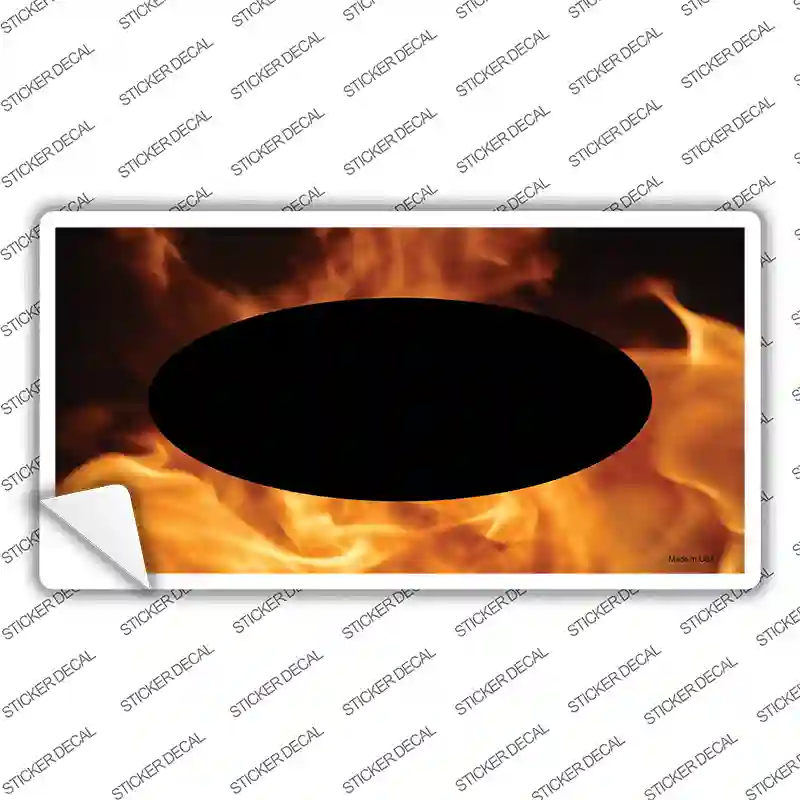 Real Flame With Black Center Oval Novelty Sticker Decal