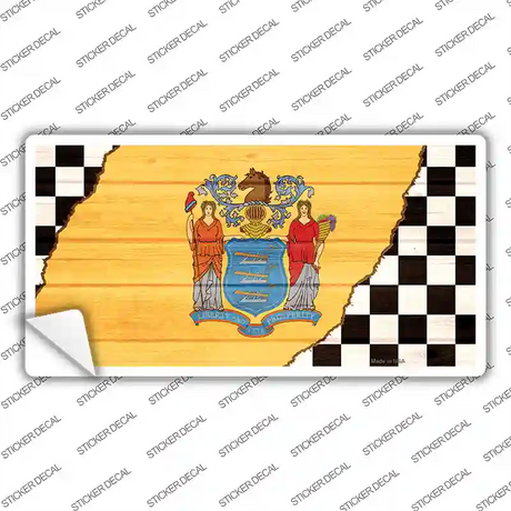 New Jersey Racing Flag Novelty Sticker Decal