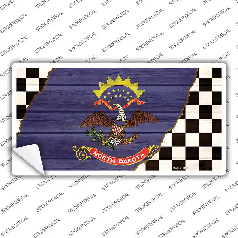 North Dakota Racing Flag Novelty Sticker Decal