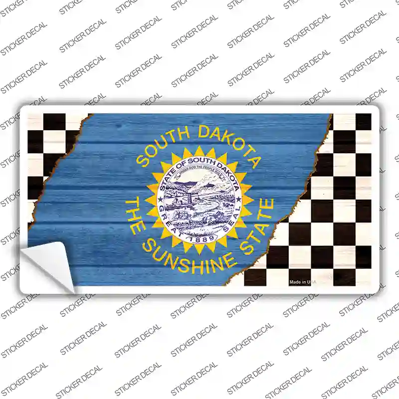 South Dakota Racing Flag Novelty Sticker Decal