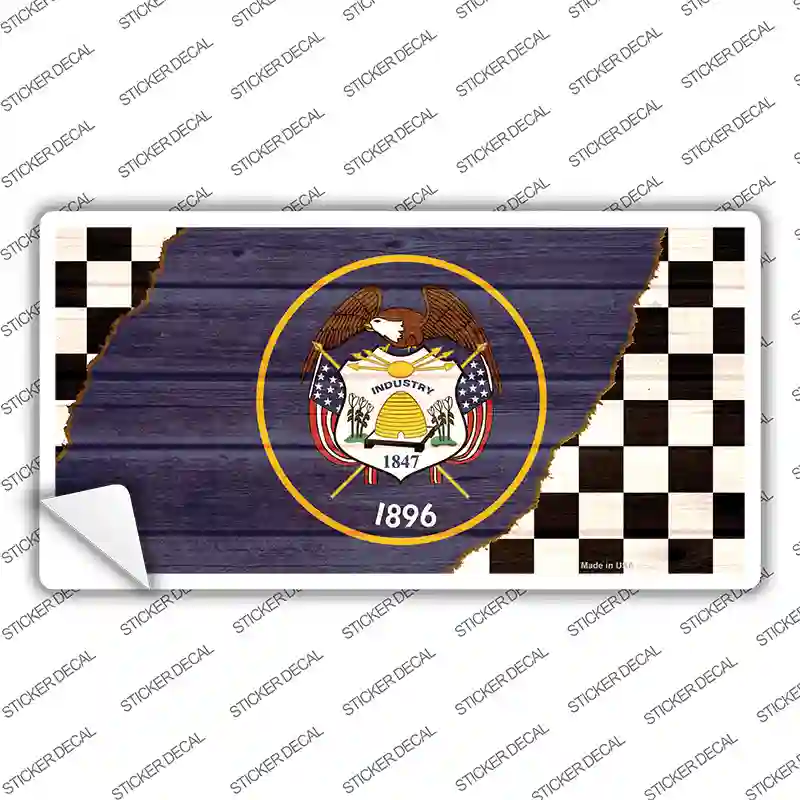 Utah Racing Flag Novelty Sticker Decal