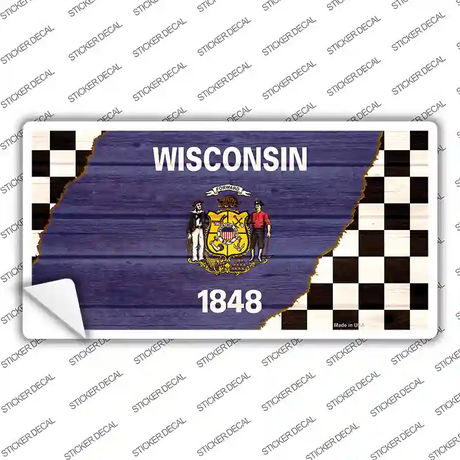 Wisconsin Racing Flag Novelty Sticker Decal