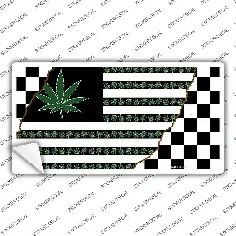 Weed American Racing Flag Novelty Sticker Decal