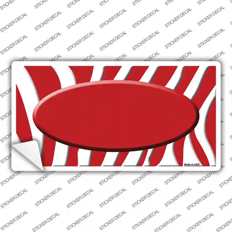Red White Zebra Center Oval Novelty Sticker Decal