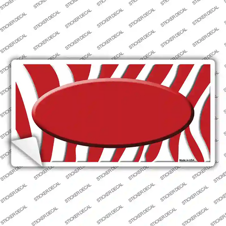 Red White Zebra Center Oval Novelty Sticker Decal