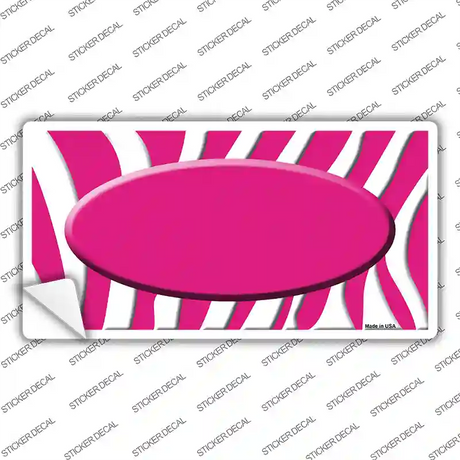 Hot Pink White Zebra Center Oval Novelty Sticker Decal