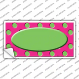 Lime Green Pink Polka Dot Lime Green Center Oval Novelty Sticker Decal