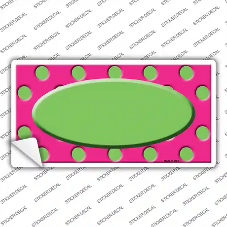 Lime Green Pink Polka Dot Lime Green Center Oval Novelty Sticker Decal