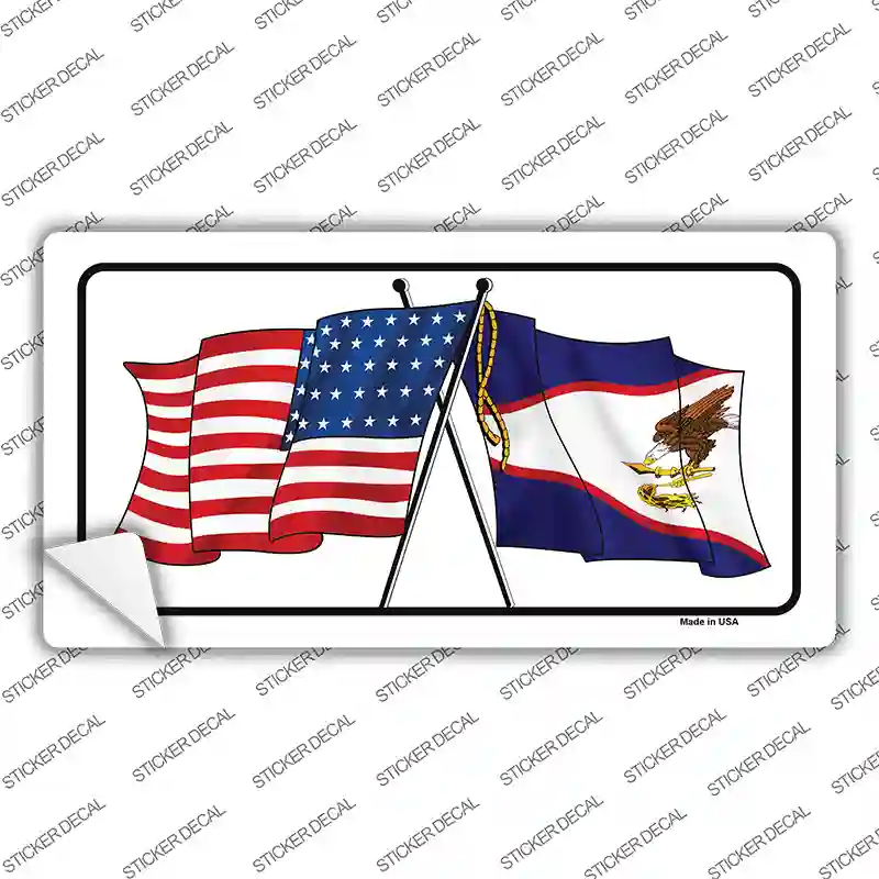 American Samoa USA Crossed Flags Novelty Sticker Decal