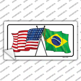 Brazil USA Crossed Flags Novelty Sticker Decal
