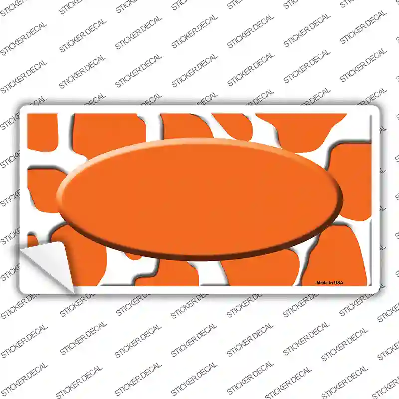 Orange White Giraffe Center Oval Novelty Sticker Decal