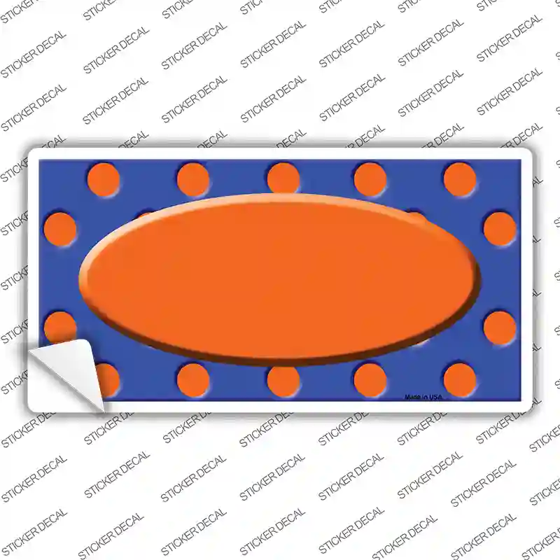 Orange Royal Blue Polka Dot Orange Center Oval Novelty Sticker Decal