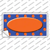 Orange Royal Blue Polka Dot Orange Center Oval Novelty Sticker Decal