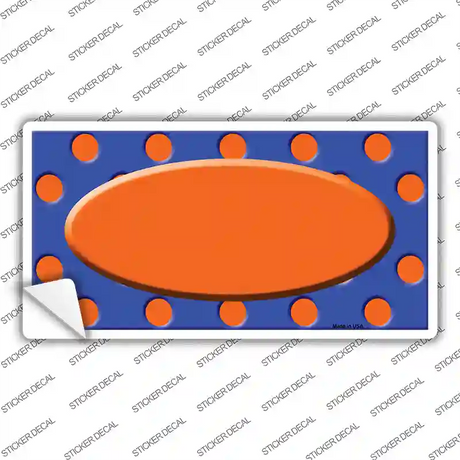 Orange Royal Blue Polka Dot Orange Center Oval Novelty Sticker Decal
