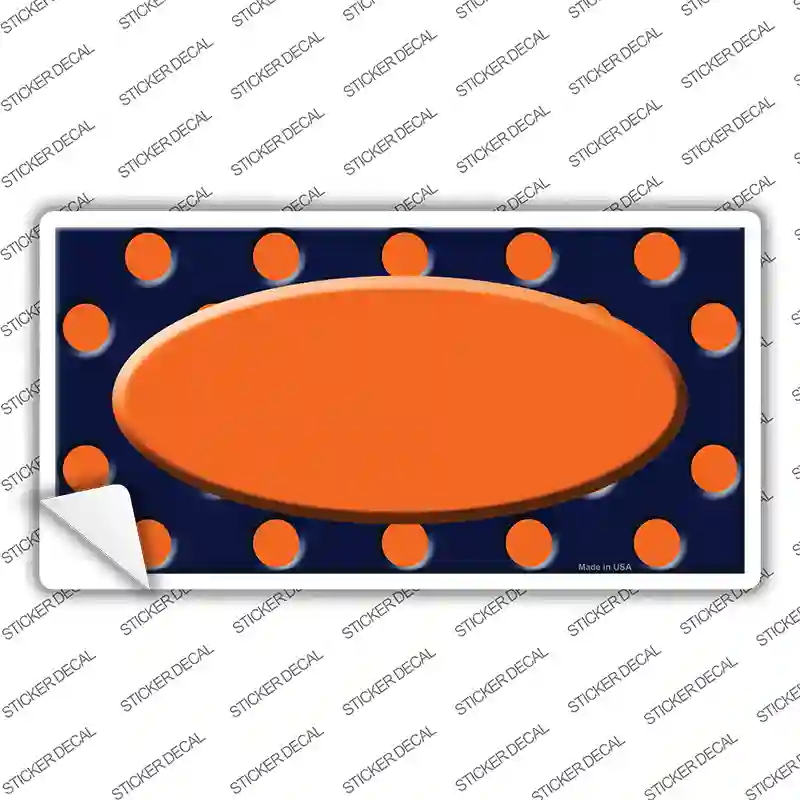 Orange Navy Blue Polka Dot Orange Center Oval Novelty Sticker Decal