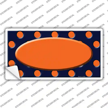 Orange Navy Blue Polka Dot Orange Center Oval Novelty Sticker Decal