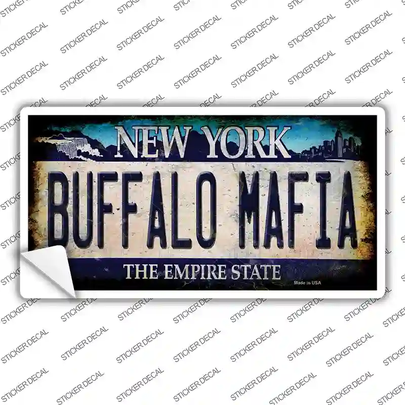 Buffalo Mafia NY Blue Rusty Novelty Sticker Decal
