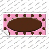 Brown Pink Polka Dot Brown Center Oval Novelty Sticker Decal