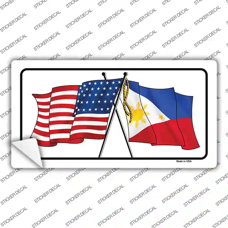 Philippines US Crossed Flag Novelty Sticker Decal