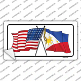 Philippines US Crossed Flag Novelty Sticker Decal