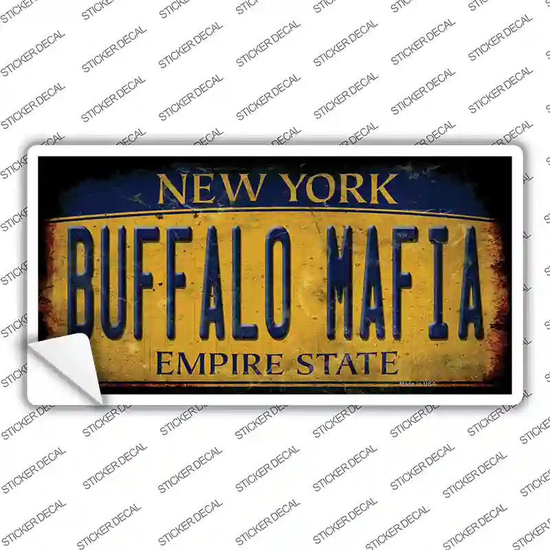 Buffalo Mafia NY Rusted Yellow Novelty Sticker Decal