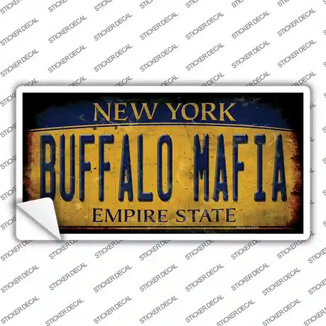 Buffalo Mafia NY Rusted Yellow Novelty Sticker Decal