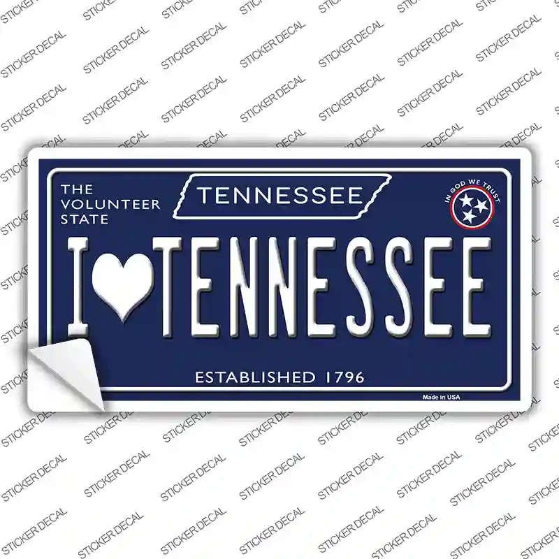 I Heart TN Tennessee Blue Novelty Sticker Decal