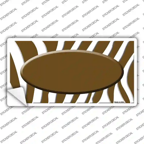 Brown White Zebra Center Oval Novelty Sticker Decal