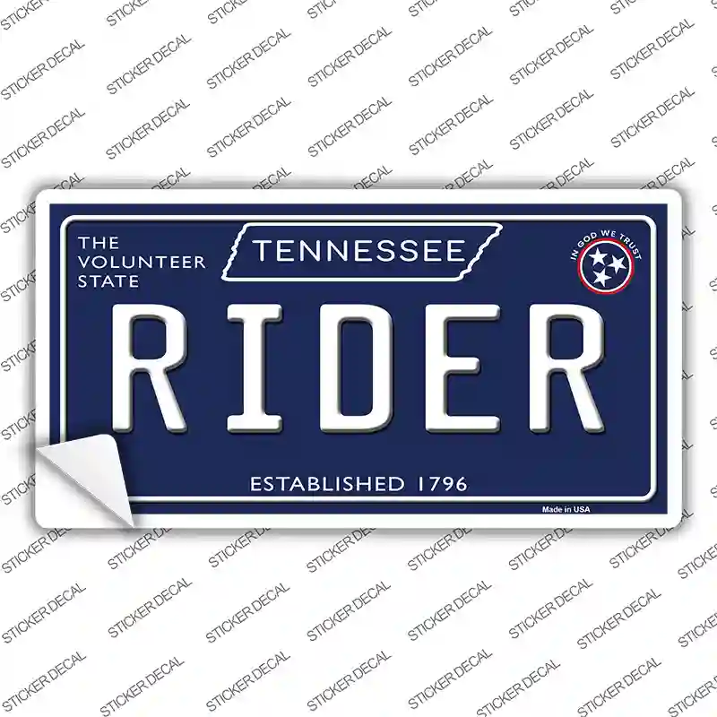 Rider Tennessee Blue Novelty Sticker Decal