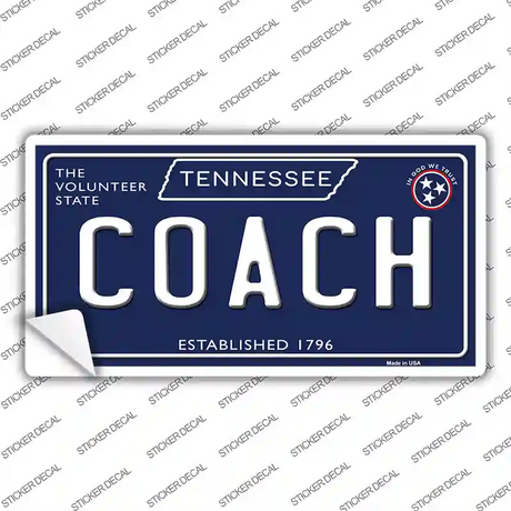 Coach Tennessee Blue Novelty Sticker Decal