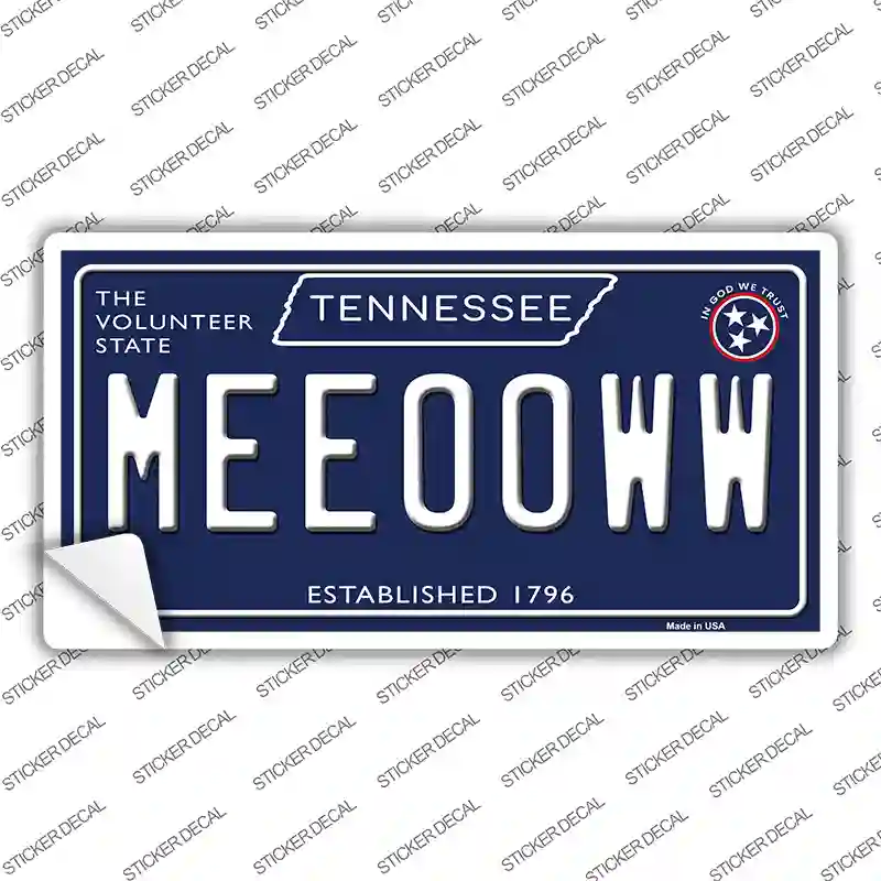 Meeooww Tennessee Blue Novelty Sticker Decal