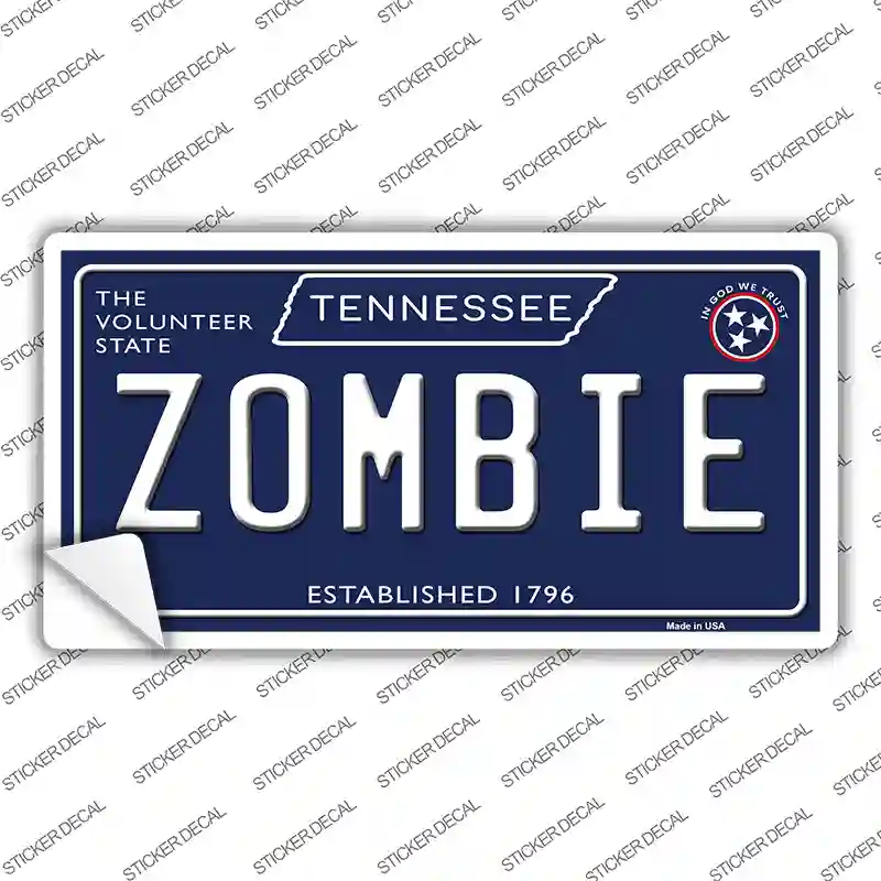 Zombie Tennessee Blue Novelty Sticker Decal