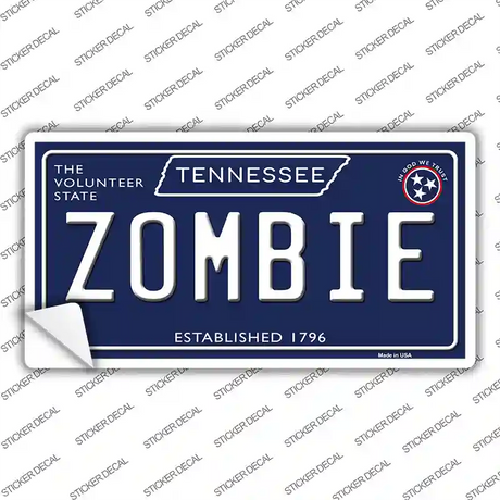 Zombie Tennessee Blue Novelty Sticker Decal