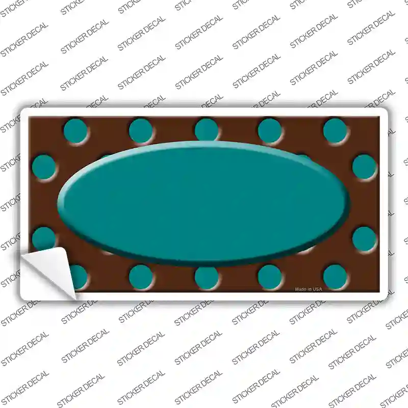 Teal Brown Polka Dot Center Oval Novelty Sticker Decal