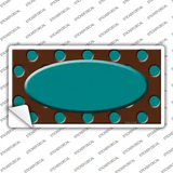 Teal Brown Polka Dot Center Oval Novelty Sticker Decal