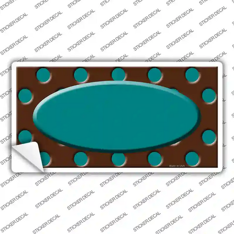 Teal Brown Polka Dot Center Oval Novelty Sticker Decal