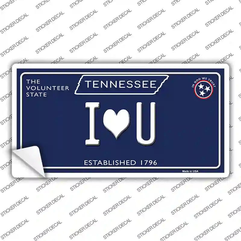 I Heart U Tennessee Blue Novelty Sticker Decal