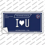 I Heart U Tennessee Blue Novelty Sticker Decal