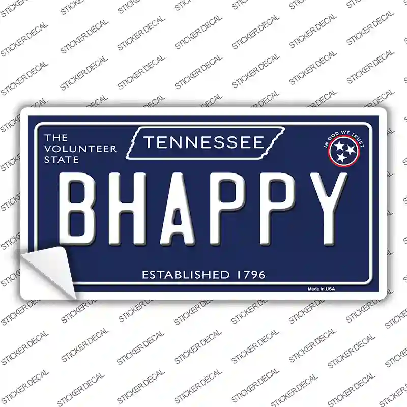 B Happy Tennessee Blue Novelty Sticker Decal