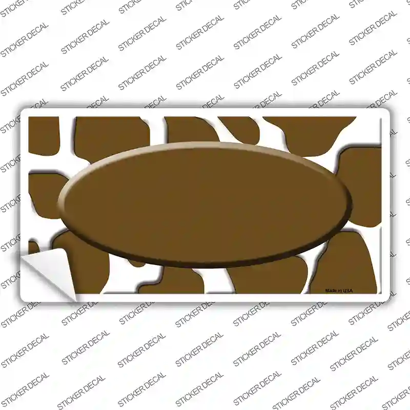 Brown White Giraffe Center Oval Novelty Sticker Decal