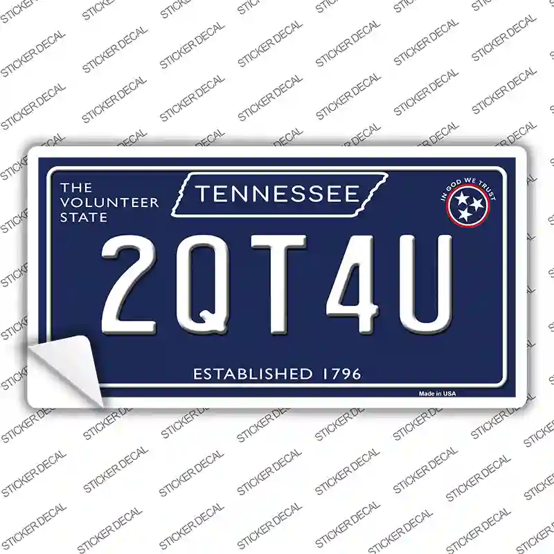 2QT4U Tennessee Blue Novelty Sticker Decal