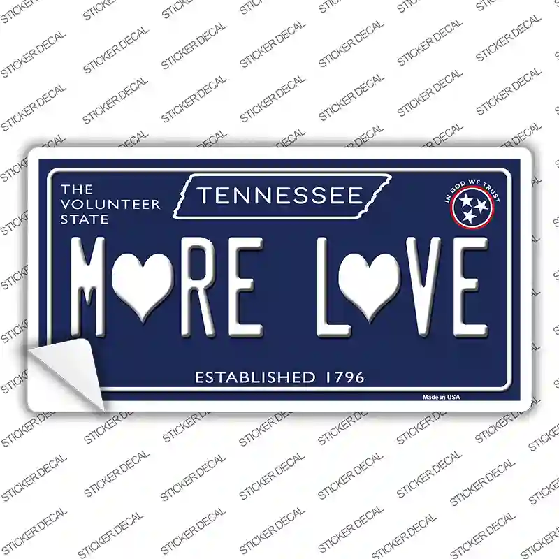 More Love Hearts Tennessee Blue Novelty Sticker Decal