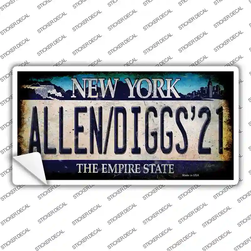 Allen Diggs 21 NY Blue Novelty Sticker Decal