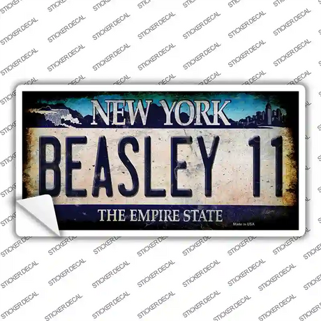 Beasley 11 New York Blue Novelty Sticker Decal